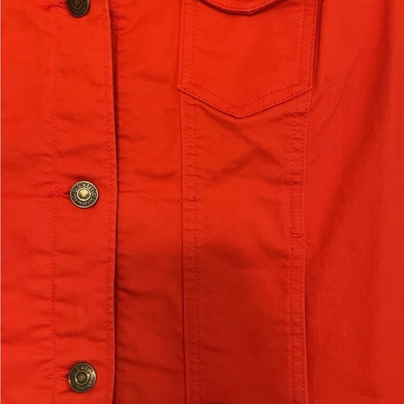 Old Navy rockstar women’s size large vibrant orange denim jean jacket - Picture 7 of 10